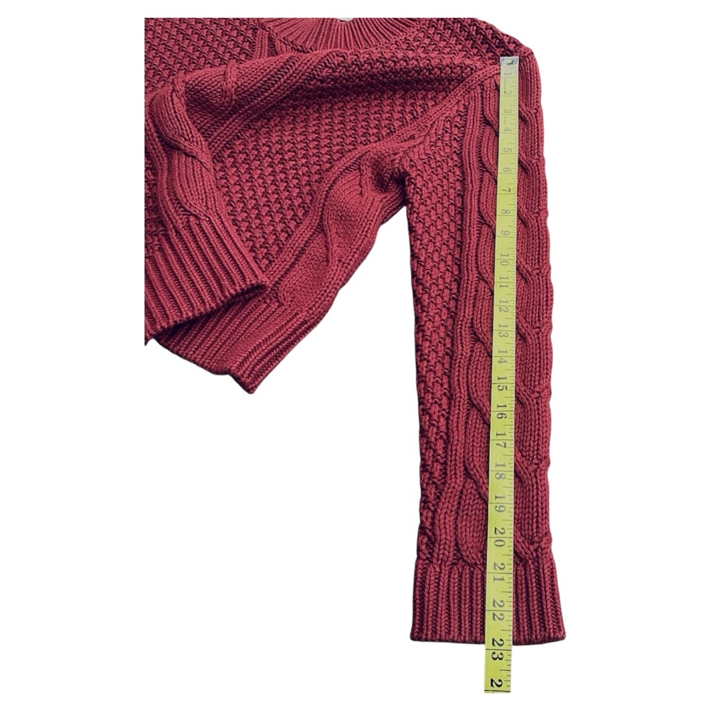 Jackson Rowe Mulled Wine Cotton Neptune Cable Knit Crew Neck Sweater (XS) - Picture 12 of 14